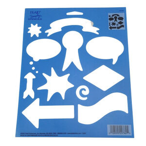 Plaid Simply Stencils Decorative Painting Stencil Banner Word Bubble Arrows Blue